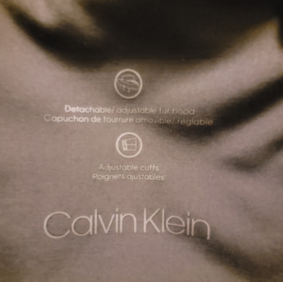 Calvin Klein Pea Coat w/ Detachable Fur Hood GREY & Black Accents - Picture 4 of 5